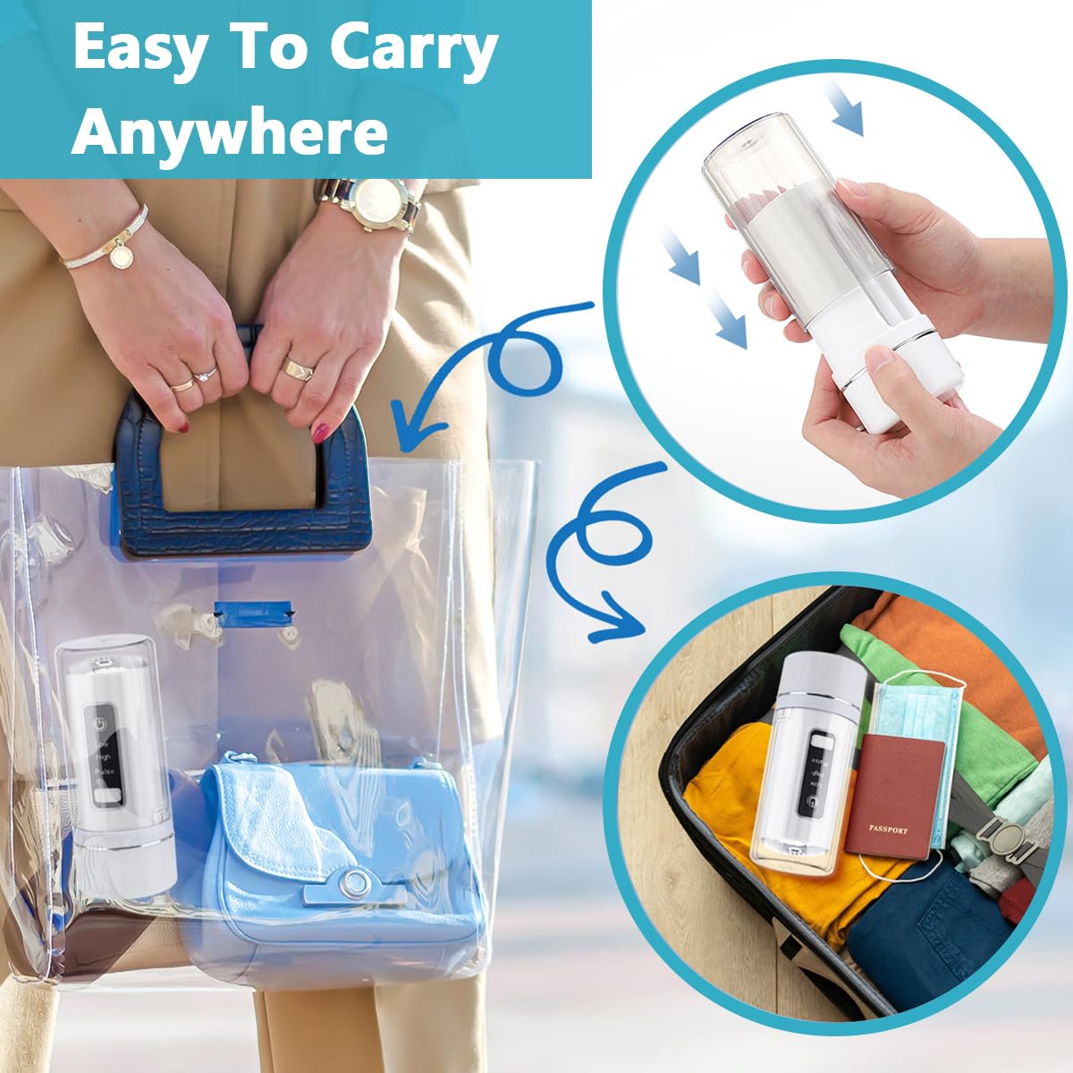 HANNEA Water Dental flosser for Teeth Cleaning, Mini Portable Rechargeable Dental Oral Flossing Irrigator with 230ML Water Tank for Braces, 4 Jet Tips, 3 Modes & IPX7 Waterproof, for Travel & Home