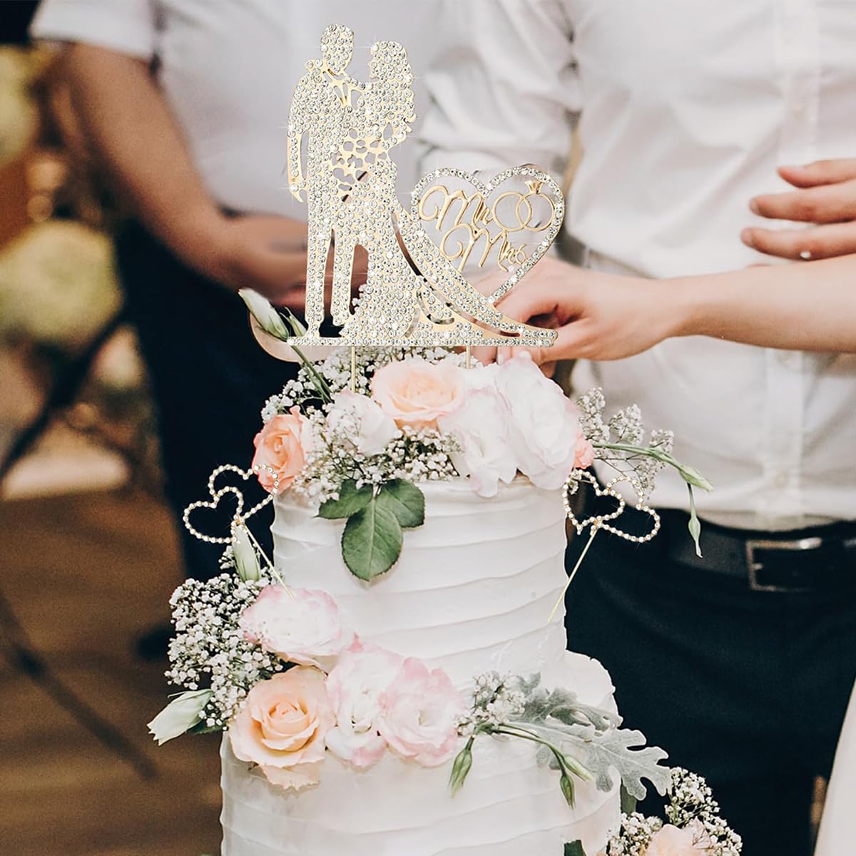 PALAY Wedding Cake Topper Decorative Mr and Mrs Cake Topper for Wedding Cake Shining Rhinestone Embellishment Couple Cake Topper For Wedding, Engagement, Bridal Shower, Anniversary
