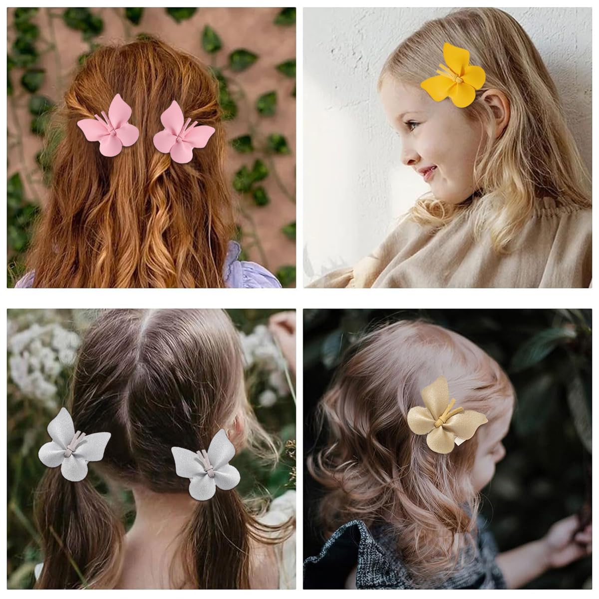 PALAY 10pcs Girls Bow Hair Clip Cute Butterfly Hair Bows for Kids Girls Small PU Hair Bow Clips Fully Lined Alligator Bow Hair Accessories for Baby Toddlers Kids