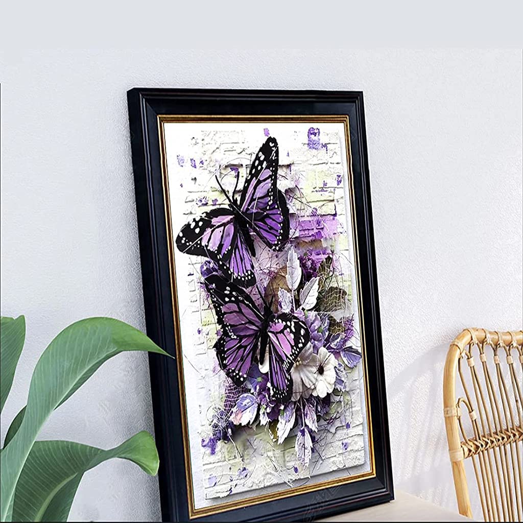 HASTHIP Diamond Painting Kit, 5D Diamond Painting Kit for Adults & Kids, 12x16inch DIY 5D Round Full Drill Butterfly Diamond Art, Very Suitable for Home Leisure and Wall Decoration