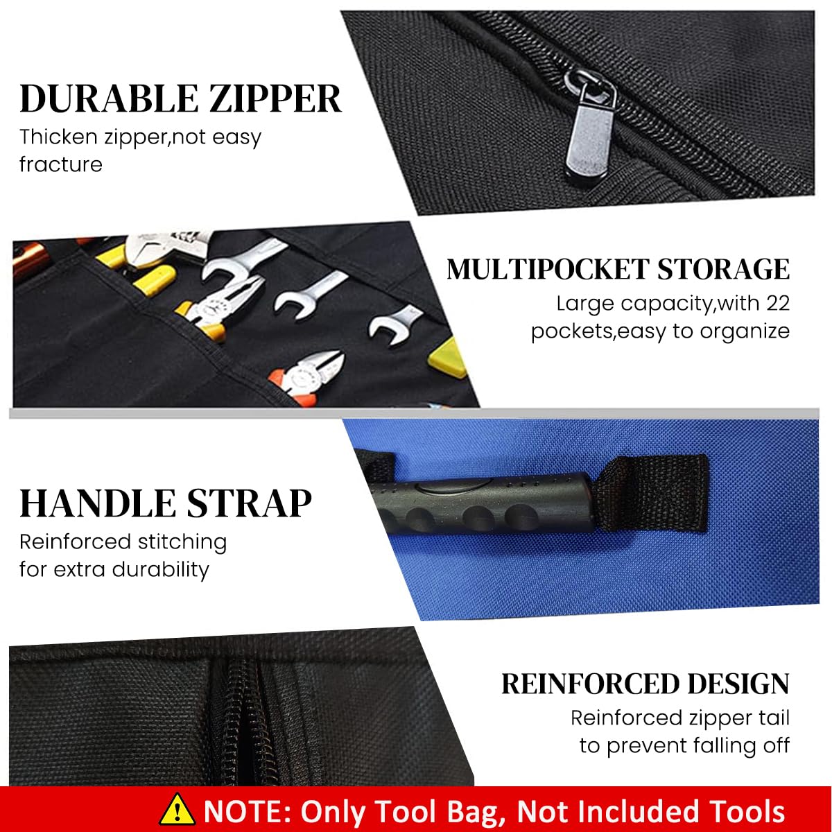 Serplex Roll Up Tool Bag Large Tool Storage Bag Waterproof 600D Oxford Tool Storage Bag Zipper Pouches Portable Tool Organizer Tool Storage Pouch - No Tools Included