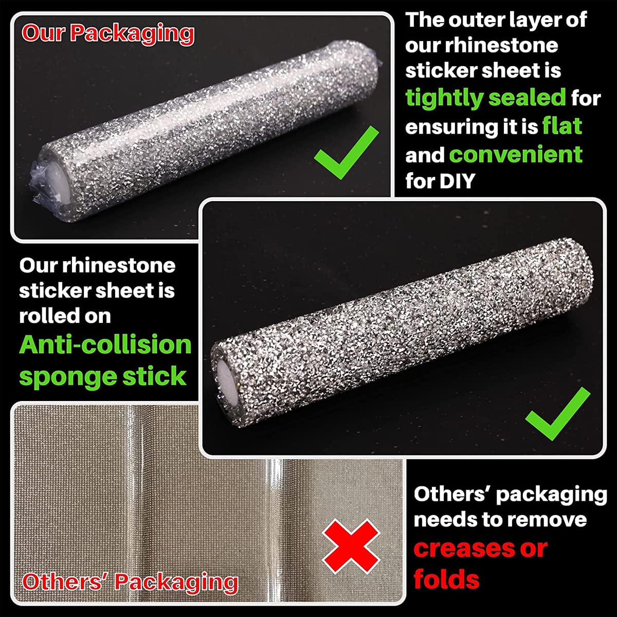 MAYCREATE 1 Roll Self Adhesive Bling Rhinestone Strips Diamond Ribbon, Rhinestones Diamonds Ribbon Bling Wrap for DIY Crafts, Makeup Table, Phone, Party Decor, 9.4