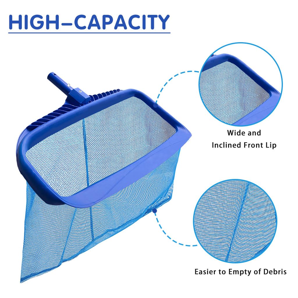 Proberos Pool Skimmer Net Head Swimming Pool Cleaning Net Filter Mesh Net Deep Pocket Pool Skimmer Net Universal Swimming Pool Cleaning Net for 28mm Diameter Pole, No Handle