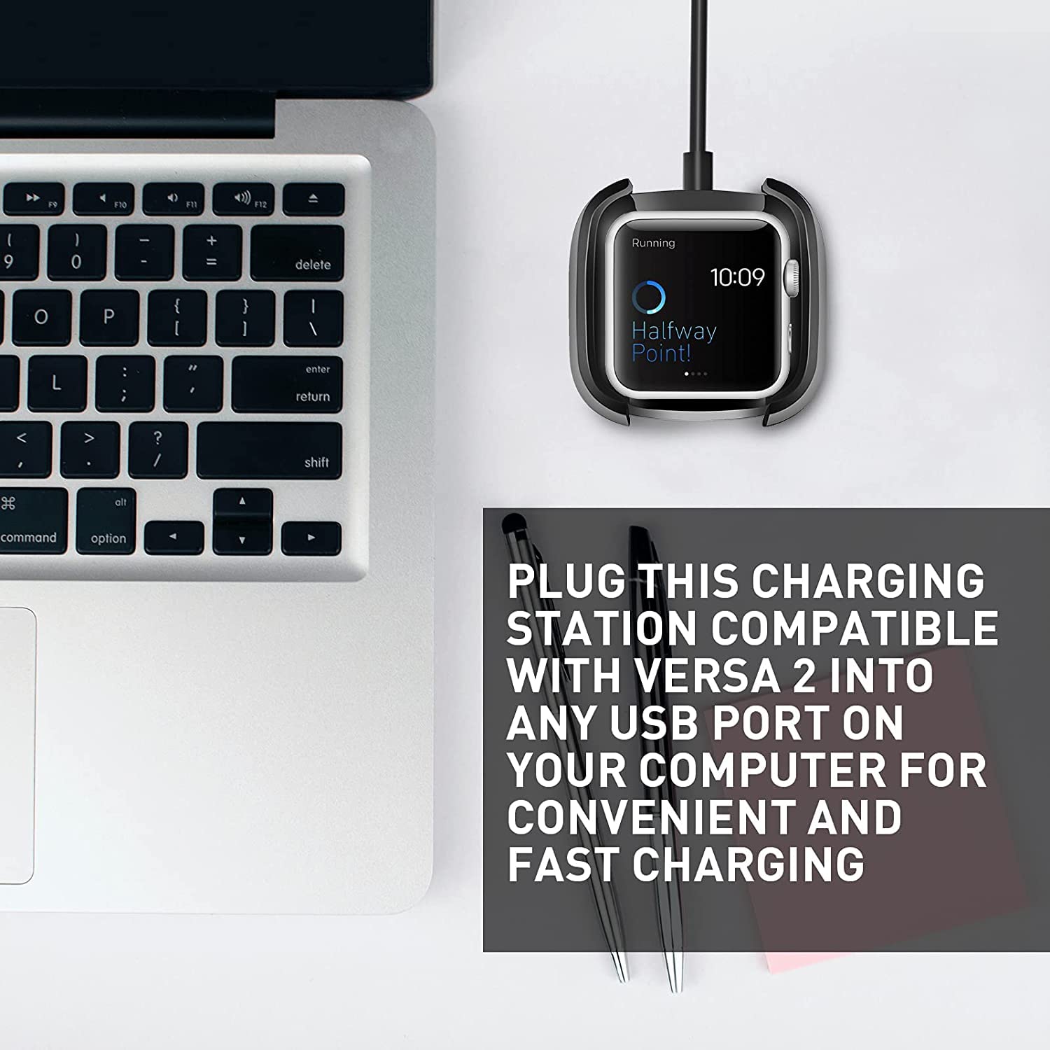 ZORBES USB Charger for Fitbit Versa 2 Smart Watch Charger Fitbit Versa 2 Charger Charging Dock Stand with USB Cable