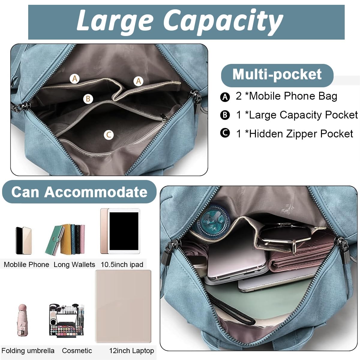PALAY Women Backpack Waterproof Anti-Theft Lightweight PU Fashion Travel Multipurpose Convertible Purse Shoulder Bag