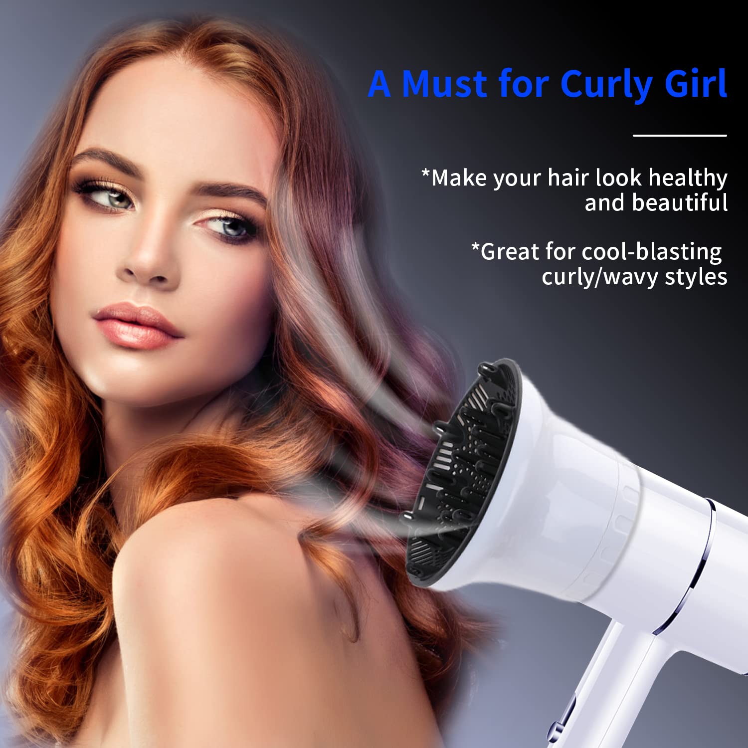 MAYCREATE Hair Diffuser for Curly Hair Diffuser Universal for 1.4'' to 2.6'' Professional Hair Dryer for Frizz Free Curls and Waves Hair Coming with Shampoo Massager Scalp Brush
