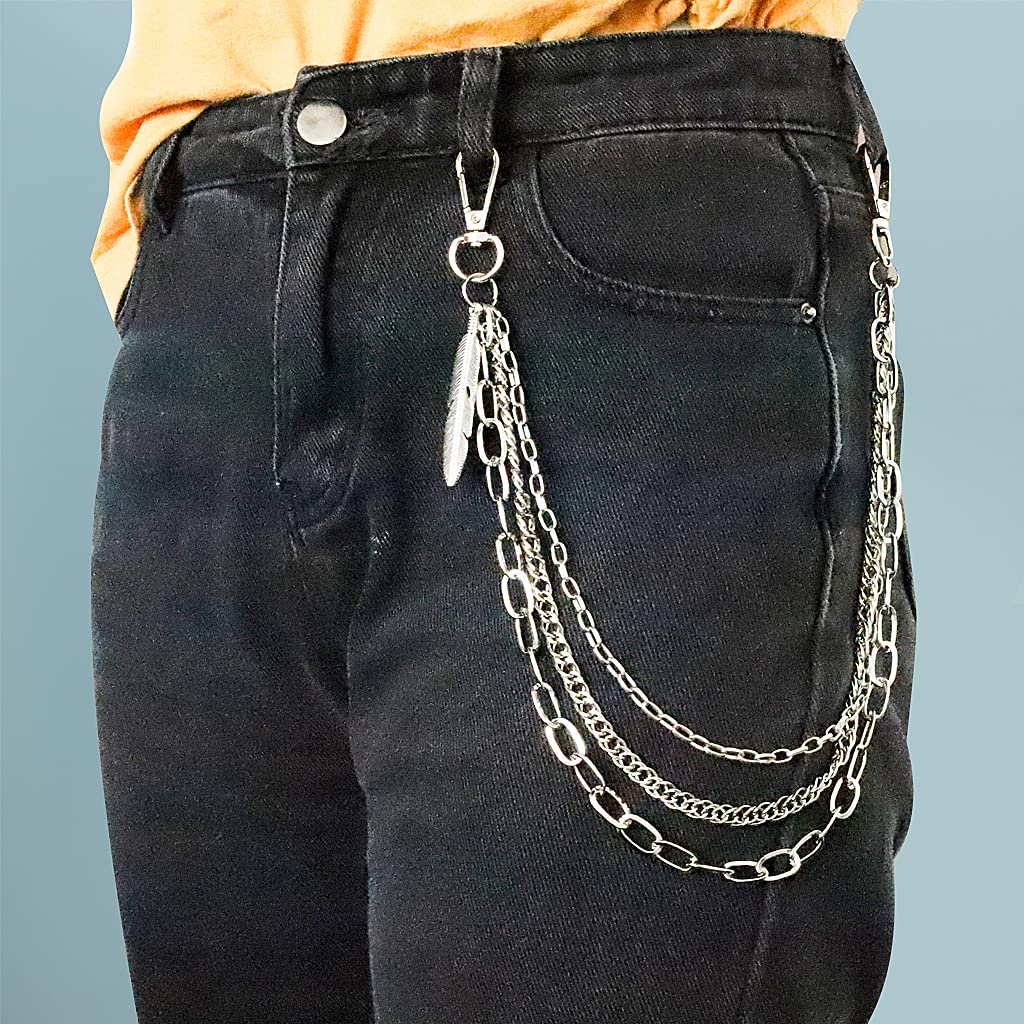 PALAY Pants Chain Jeans Chain for Men Women Fashion Gothic Punk Wallet Pocket Chain Belt Chain Hip Hop Rock Biker Trousers Chain (Silver)