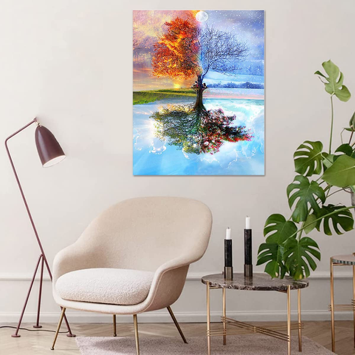 HASTHIP Diy Oil Paint, 40 * 50Cm Paint By Numbers Kits, Painting Kit For Adults And Kids, Unframed Printed Canvas For Home Wall Decor, Style 3, Beige