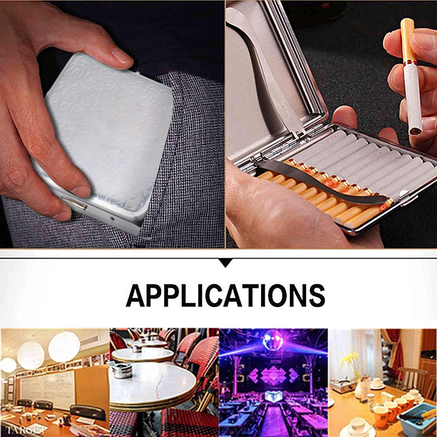 GUSTAVE Metal Cigarette Case - Double Sided Spring Clip Open Cigarette Box for 20 Cigarettes (Silver)