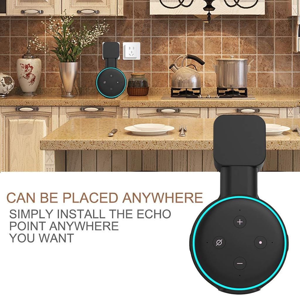 ZORBES Wall Adapter Holder for Alexa Echo Dot 3rd Generation,A Space-Saving Solution with Cord Management for Your Smart Home Speakers, Alexa Echo Dot Accessories ( Holder Only, Black)