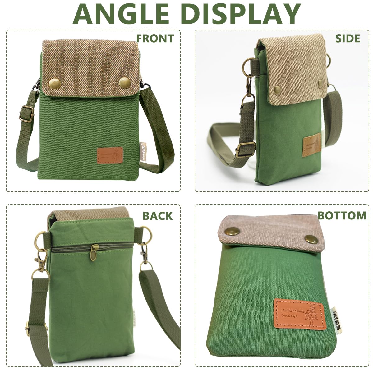 PALAY Sling Bag For Women Canvas Mini Mobile Pouch Credit Card Fashion Shoulder Bag Crossbody Bags For Women Wallets with Detachable Shoulder Strap