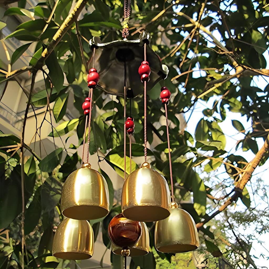 HASTHIP Fengshui Wind Chimes, Home Decor Hanging Long Brass Bells for Balcony Home Decoration Positive Energy Hanging Bell