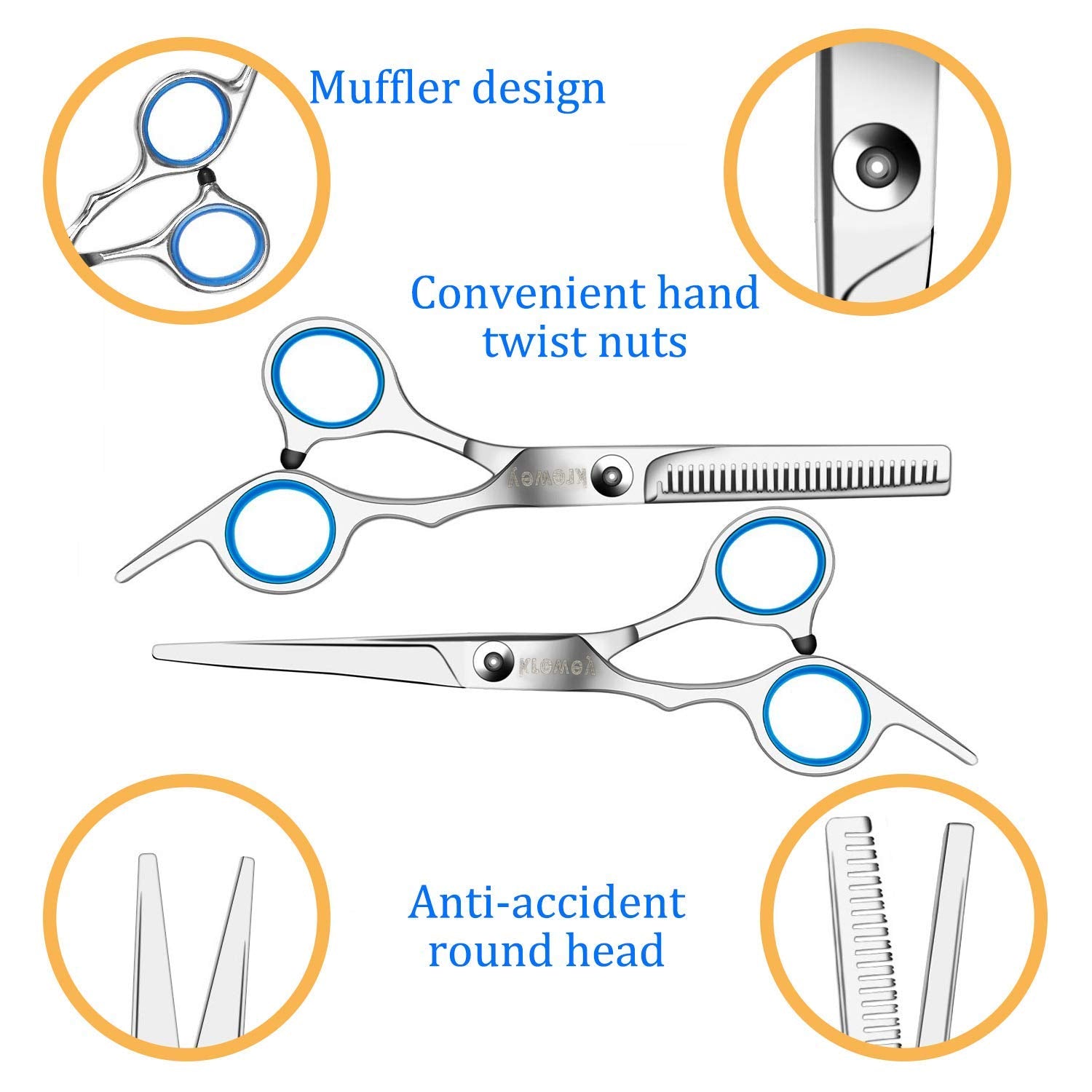 MAYCREATE Hair Cutting Tools Scissors for Hair Cutting Professional Salon Barber Scissors with Double Thinning Scissor Stainless Steel Home Hair Cutting & Styling Scissor Tools