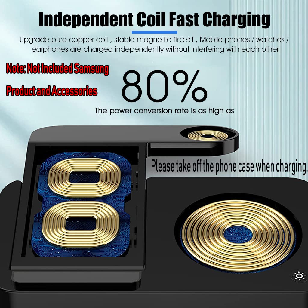 ZORBES Wireless Charging Station, 3-in-1 Sam Sung Wireless Charger for Phone, Earbuds, Smartwatch, 18W Fast Charger Stand with USB Port for Sam Sung Galaxy Z Flip/Z Fold/S22 Ultra/Note 20 Ultra Watch
