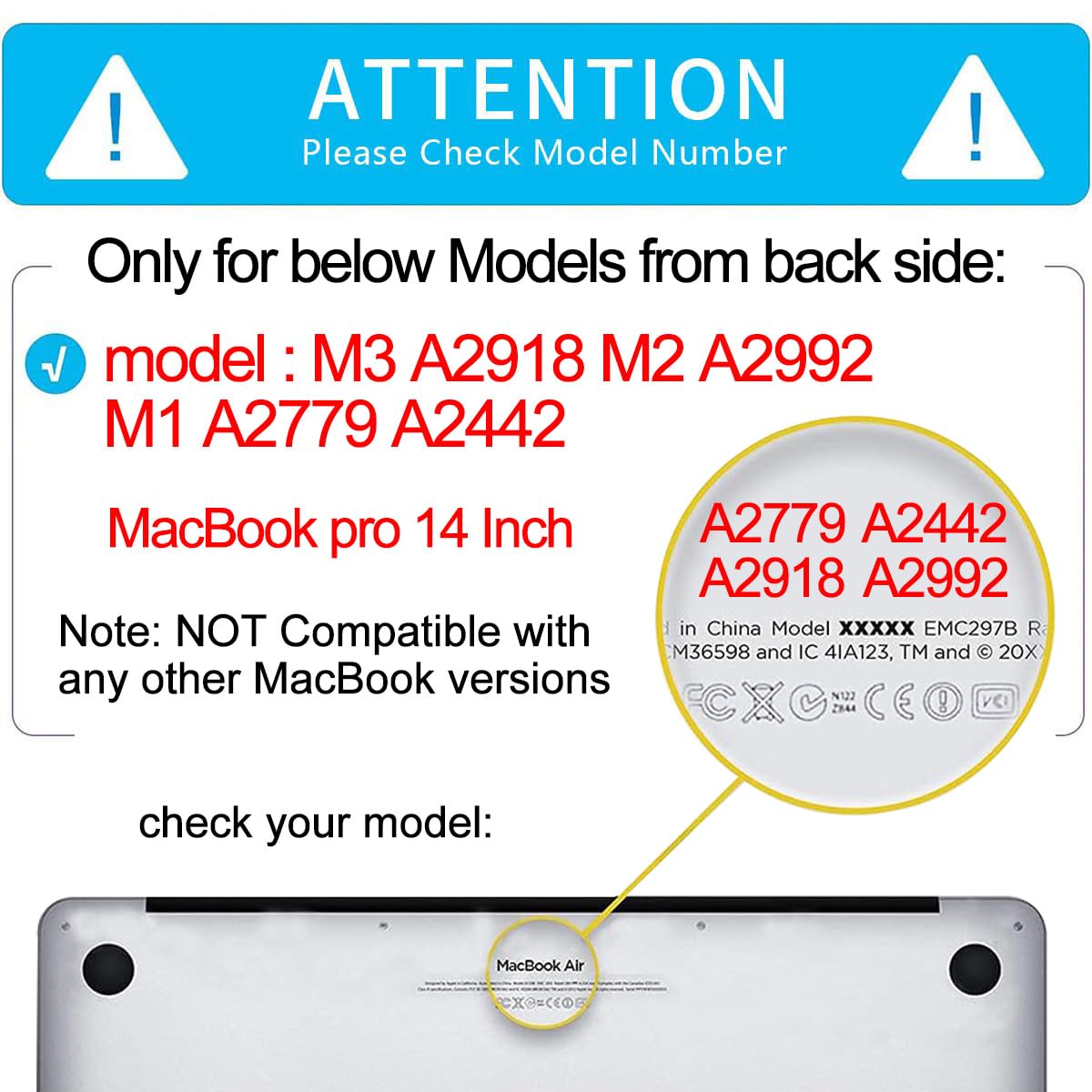 ZORBES Laptop Case Laptop Cover 14-inch Compatible with MacBook Pro M3 A2918 A2992 M2 M1 A2779 A2442 Touch ID, 2021-2023 Released, with Keyboard Dustproof Skin Cover & Screen Portector