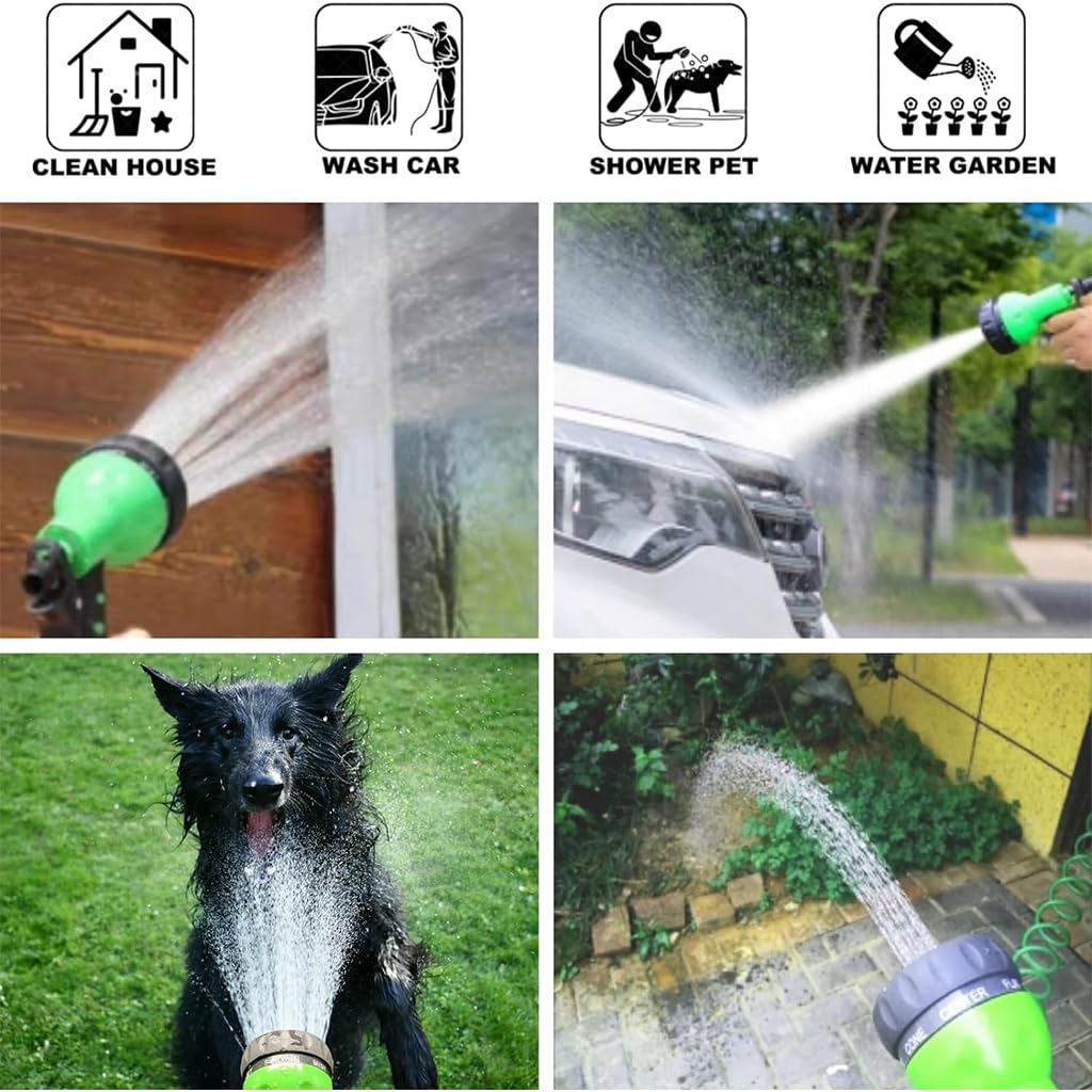 HASTHIP 50ft/15m Garden Hose Pipe with 7 Function Sprayer Gun, Expandable EVA Lightweight Anti-Kink Flexible Water Hose with 3/8'' Quick Connector & Sprinkler for Home Garden Car Washing Pet Bathing