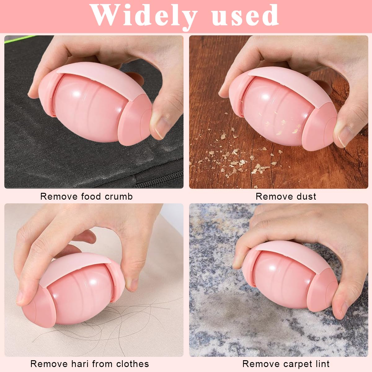 HANNEA Reusable Lint Roller, Portable Sticky Lint Roller Ball Removal Tool for Clothing, Furniture, Carpets, Beds, Sofas for Travel Household, Pink