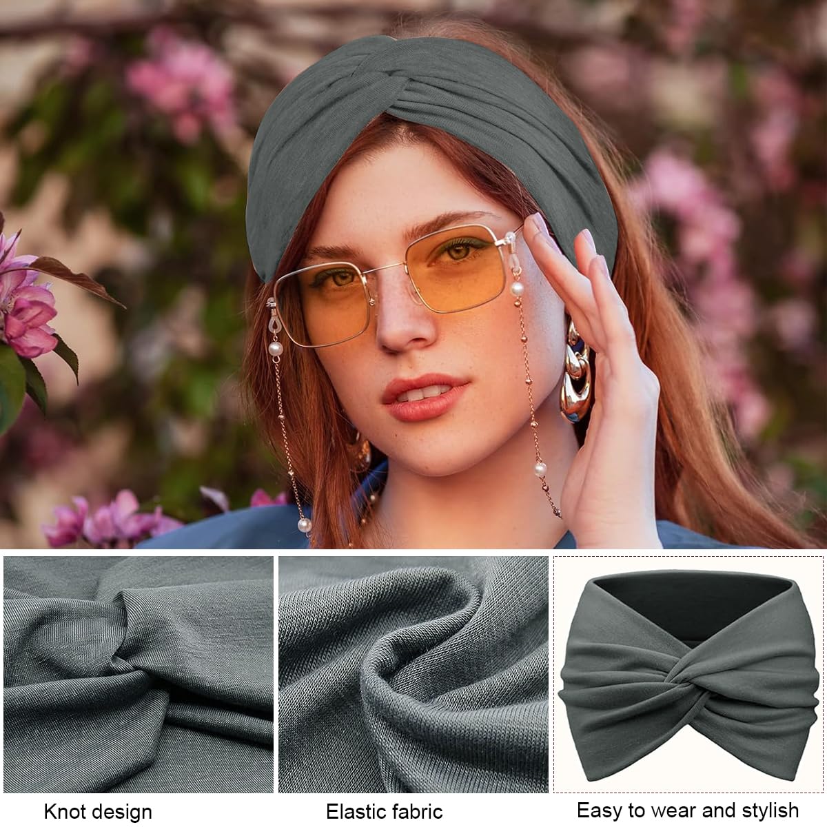 MAYCREATE 3pcs Wide Headband for Women Girls, Stretchy Hairband Hair Bands Twisted Knots Hair Wrap, Soft Dacron Turban Head Bands for Face Clean, Makeup, Yoga, Workout