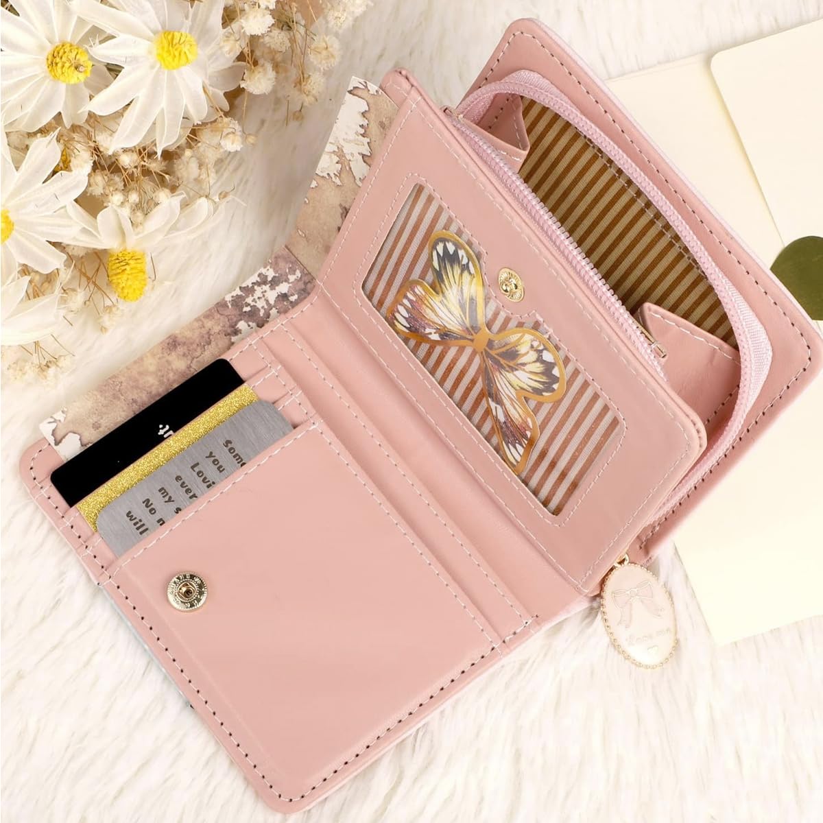 PALAY Small Purse For Women Cute Cartoon Kitty MIni Wallet for Women Multi Compartment Card Coin Clutch Wallet Gift for Girls