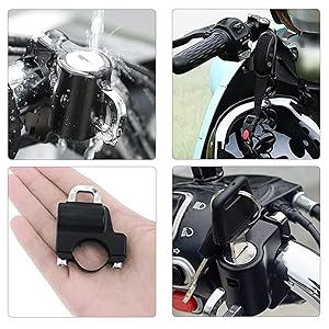 ZIBUYU® Helmet Lock for Bike Motorcycle 22-24mm Handlebar Tubes Rust Resistant Heavy Duty Accessories for Scooter Motorcycles Bicycles or Scooters 3PCS