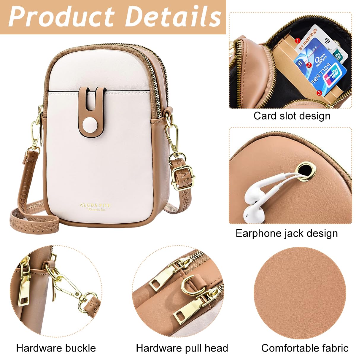 PALAY Mini Phone Bag Women PU Crossbody Bag Card Bag Fashion Contrast Color Women Shoulder Bag Phone Bag Casual Sling Bag Phone Bag Cash Bag