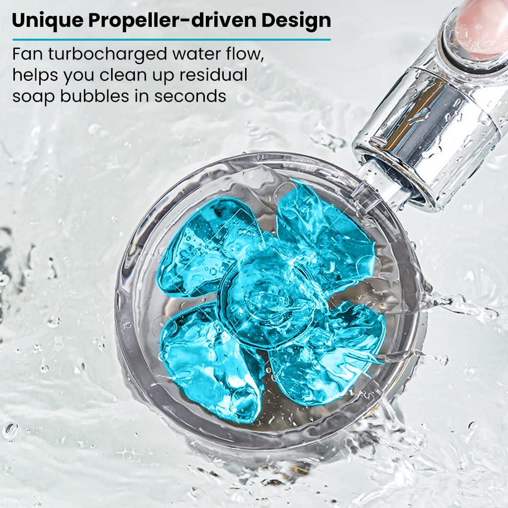HASTHIP Hand Shower for Bathroom, High-Pressure Water Saving Shower with 2 Filter Cotton, Hand Shower, 360° Rotating Water Shower Head with Pause Switch Turbocharged (Blue)