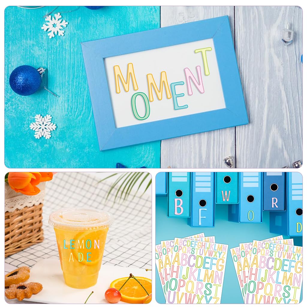 HASTHIP 10 Sheets Letter Stickers 2 inches /1Inch Color Alphabet Stickers Multicolor Alphabet Stickers for Bulletin Board DIY Crafts Art Making, Scrapbook Pages, Greeting Cards