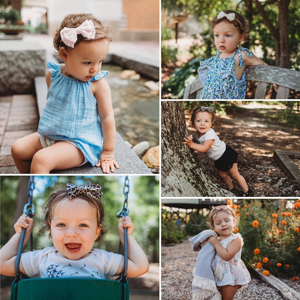 PALAY 10pcs Bow Hair Bands for Baby Girls Boys, Handmade Baby Hair Band Headbands, Cute Elastic Hairband for Baby Girl, Soft Nylon Head Band Headband for Baby Girl Newborn Infant Toddlers