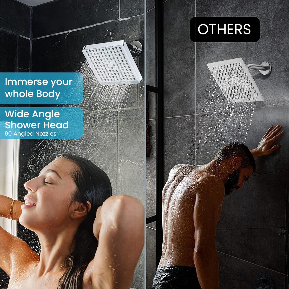 HASTHIP Rain Shower Head for Bathroom 6 Inches Pressurized Rain Shower Head with Filter Remove Chlorine Water Softener Shower Head Fashion Chromed Rain Shower Head Bathroom Overhead Shower Head