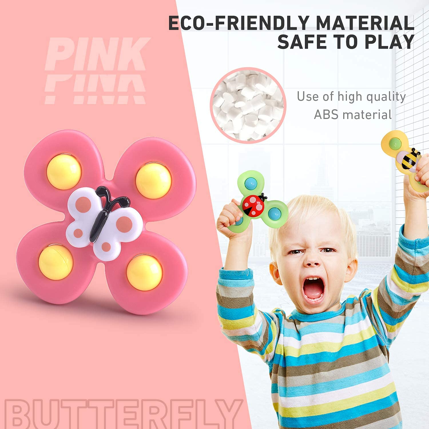 PATPAT Baby Toys ,3Pcs Bath Insect Toys for Kids 1 2 Year Old, Suction Cup Toy, Sensory Toy Learning Toy Birthday Gifts for Girls Boys