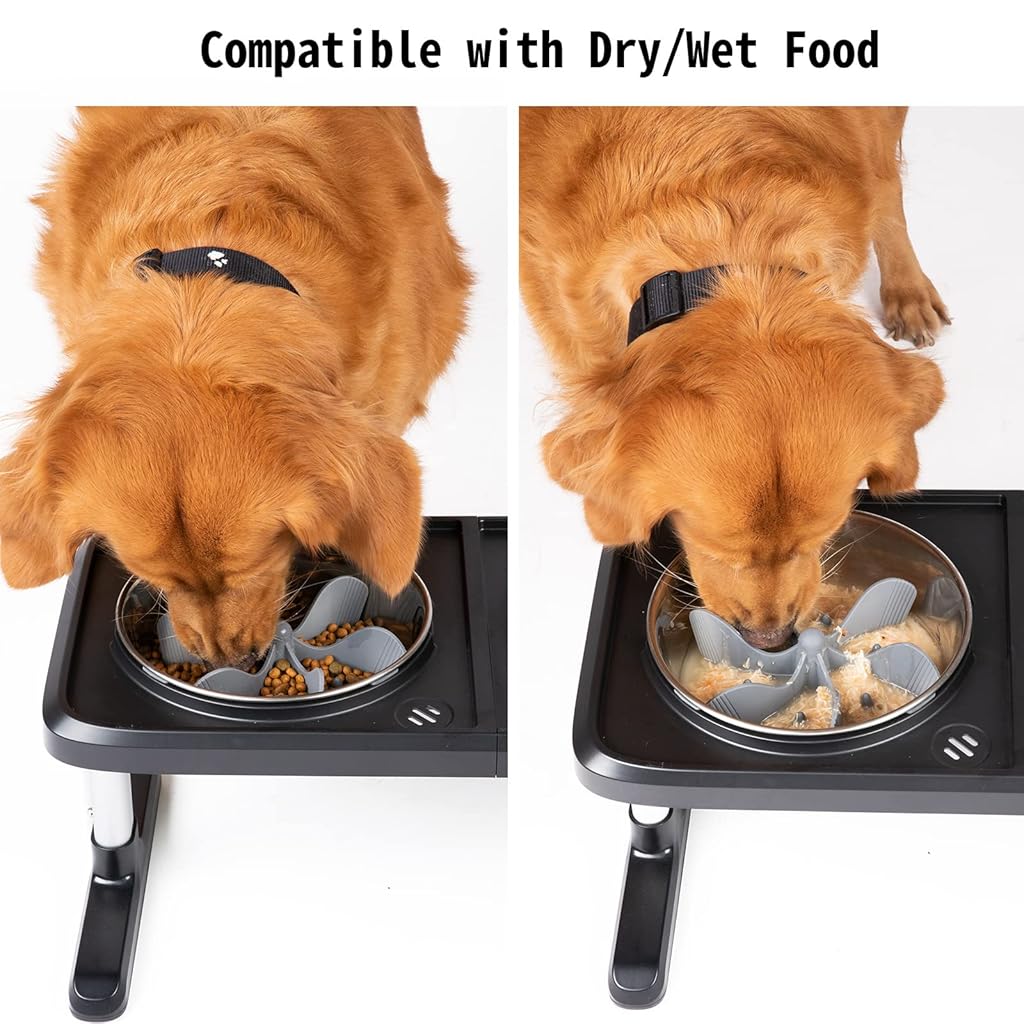 Qpets® Cat and Dog Feeder Slow Healthy Pet Bowl Silicone Spiral Feeding Wet Dry Separation Aiding Digestion Suction Cups Compatible with 5.5-8.5 Inch Bowls 2PCS