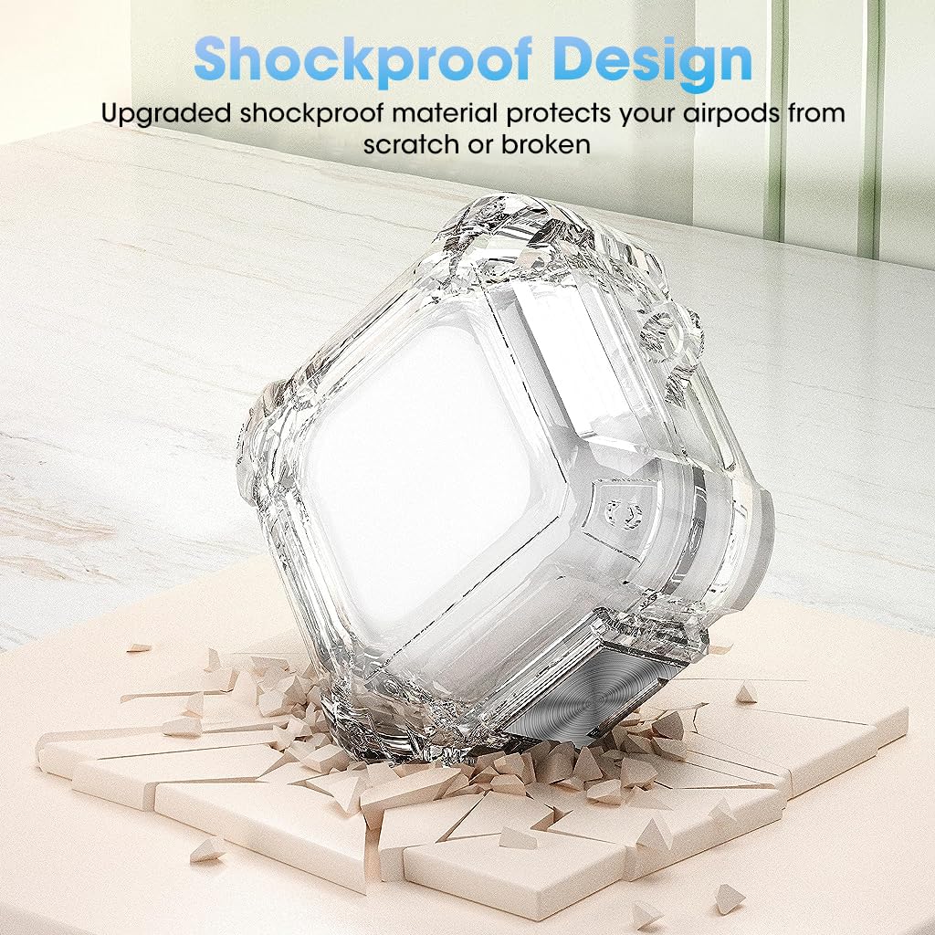 ZORBES Shockproof Case for Galaxy Buds 2 Pro/Galaxy Buds 2 Safe Case with Lock for Galaxy Buds 2 Charging Case Protection Crystal TPU Cover with Keychain (Clear)