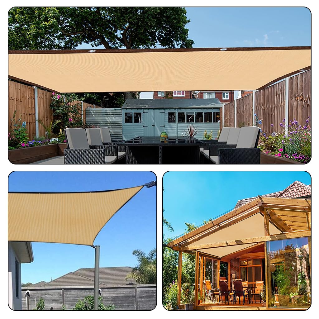HASTHIP 3*3M Sunshade Net for Garden, Balcony, Roof, Camping, RV Travel, Picnic, Durable HDPE Green Net, Sunblock Shade for UV Protection