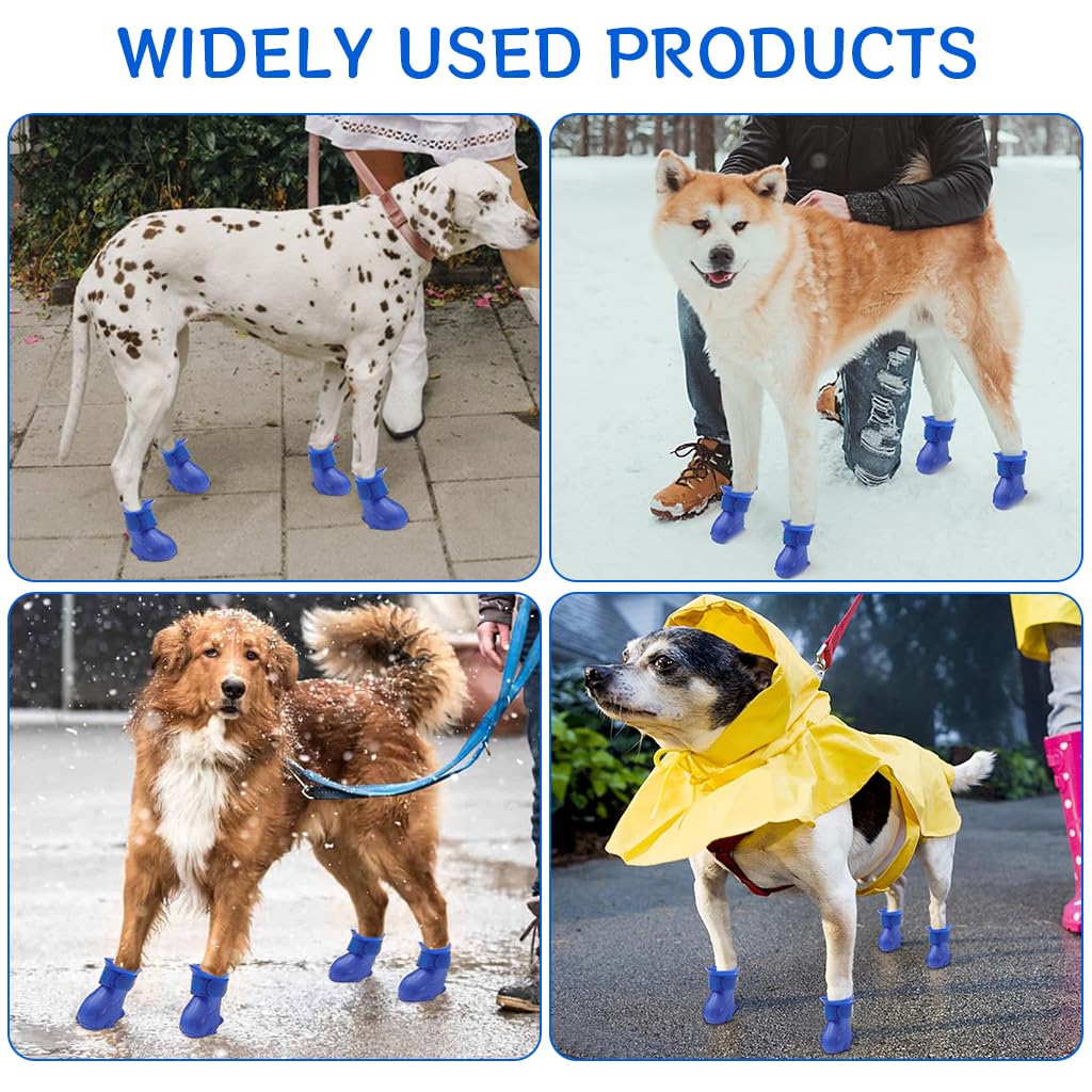 Qpets Cat Dog Rain Shoes, Waterproof Dog Rain Shoes Cat Dog Nail Clipping Anti-Scratch Shoes, Dog Palm Shoes Anti-slip TPE Walking Shoes for Dog with Adjustable Closure Design (L*W=6*4.5CM)