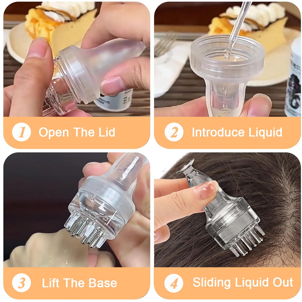 HANNEA 3ML Hair Oil applicator for Scalp, Scalp Applicator Comb, Medicine Essential Serum Liquid Root Comb Applicator Bottle, Massager for Hair Growth, Follicle Care Treat Hair Loss Thinning