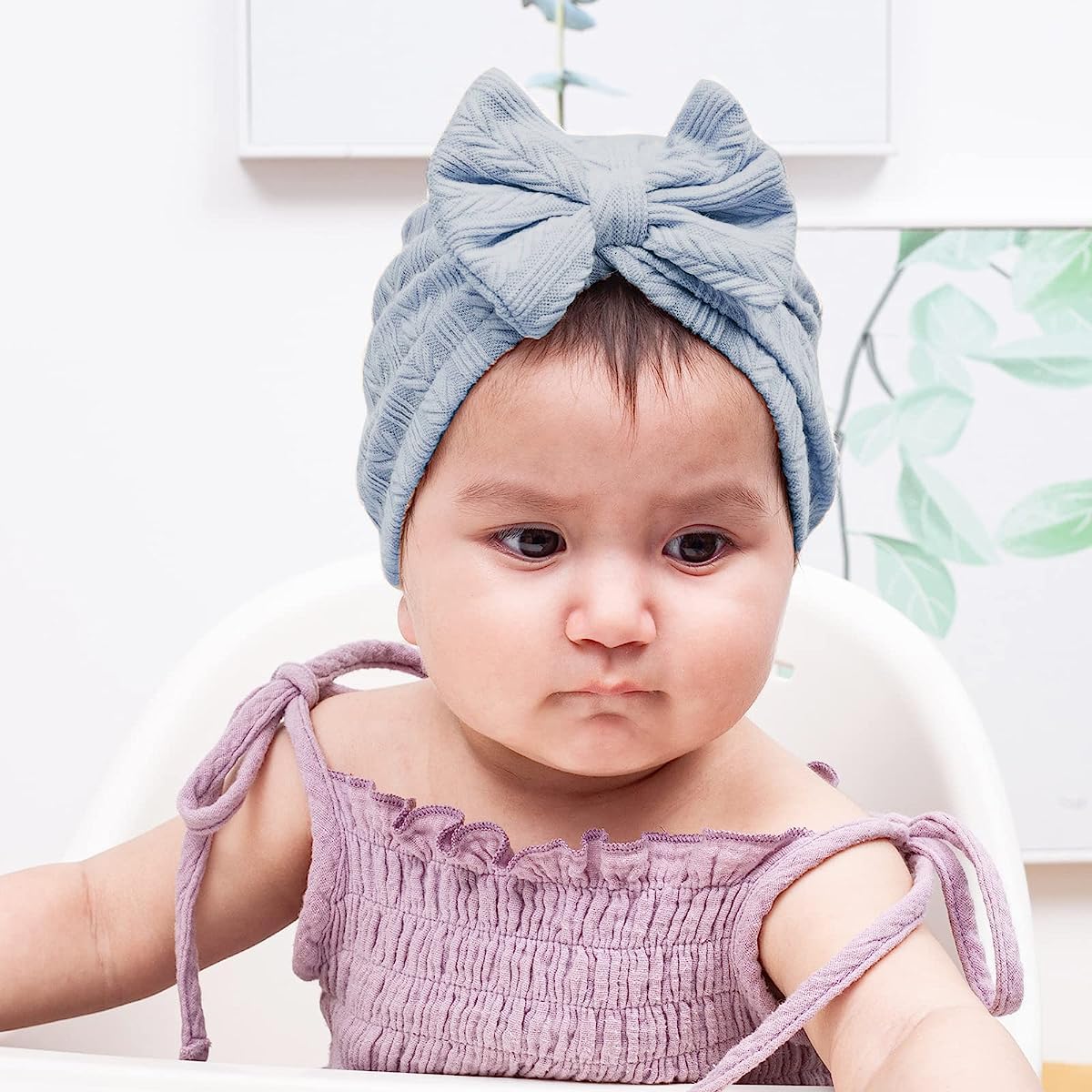 PALAY 3 Pack Caps for Baby Girl Boy, Stretchy Baby Cap Soft Warm Beanie Infant Baby Hat for Newborns, Lovely Bow Turban Cap for Baby Girl 3-18 Months Shower Gift