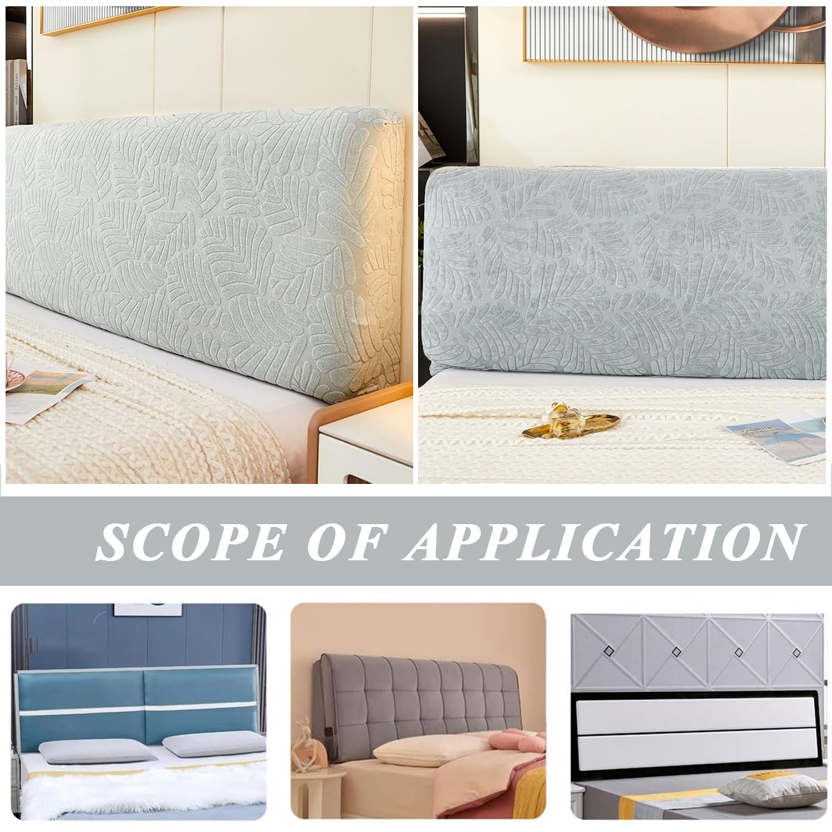 HASTHIP Bed Headboard Cover for Double Bed, All-Inclusive Soft Bedhead Dust-Proof Cover for Your Leather/Cloth/Wooden Bedside, Stretchy Polyester Machine Washable, Elastic Fit 67-75