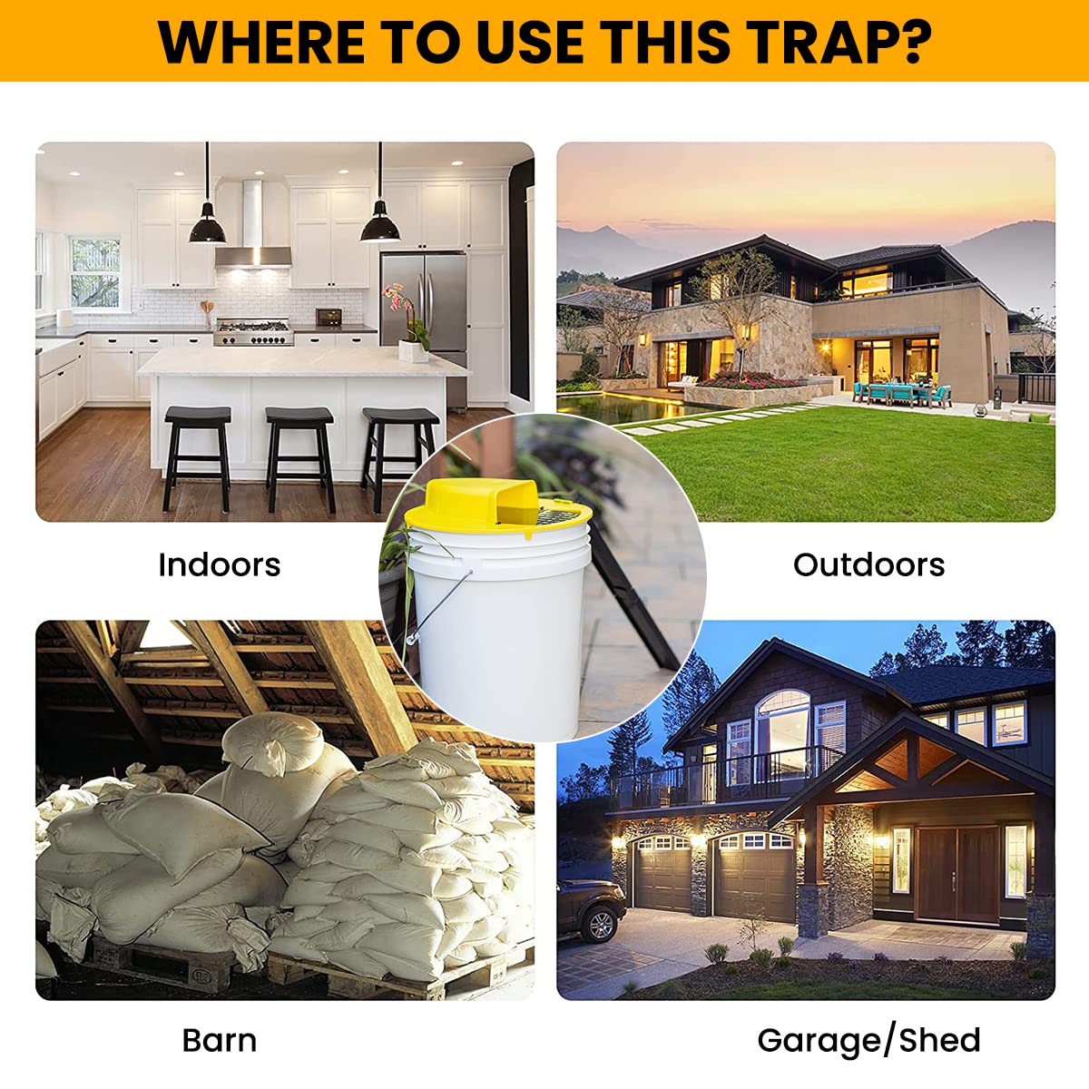 HASTHIP Mouse Trap for Mice, Rats, Chipmunks, Squirrels, Hamsters and Other Rodents, Reusable Trap Bucket Rat Catcher, Trap Door Style, Auto Reset, Humane Not not Fatal(Bucket Not Included)