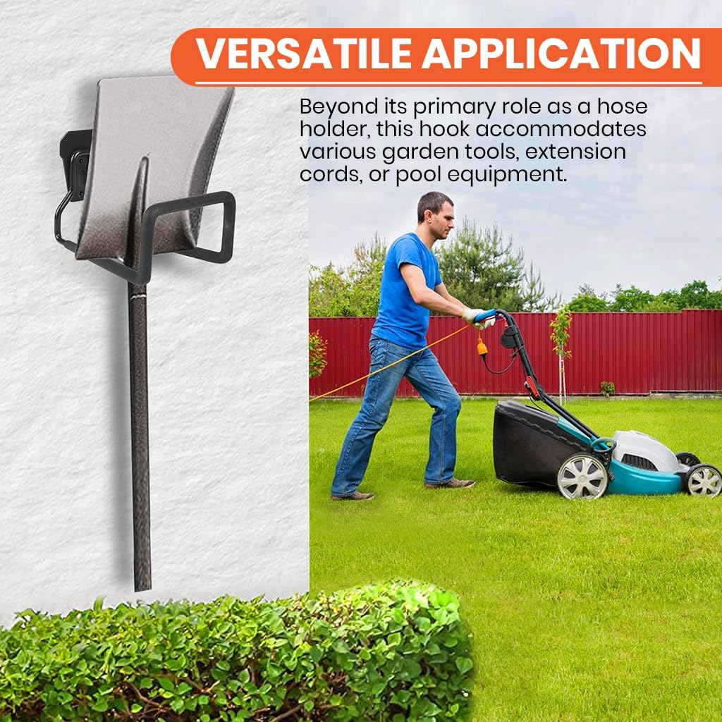 Serplex 2Pcs Garden Hose Hook Screw Fixed Garden Hose Holder Hook Heavy Duty Steel Wall Hose Management Hook 110lbs Loading Capacity Garden Hose Reel Hose Stand for Max 150ft Hose
