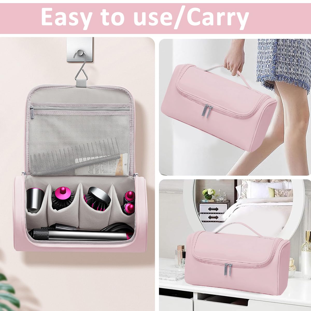 MAYCREATE Hair Styling Tools Organizer Bag Travel Curling Iron Wand Carry Bag Hair Straightener Storage Bag with Handle Bathroom Hair Styling Tool Organizer Bag, Fit For Dyson Air Wrap Styler