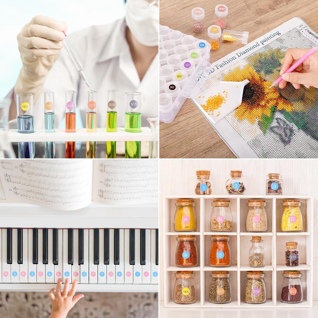 HASTHIP Self Adhesive Stickers, Diamond Painting Labels for Diamond Painting Classification, 447 Color Number Label Stickers for Jars, Blank Label for Containers