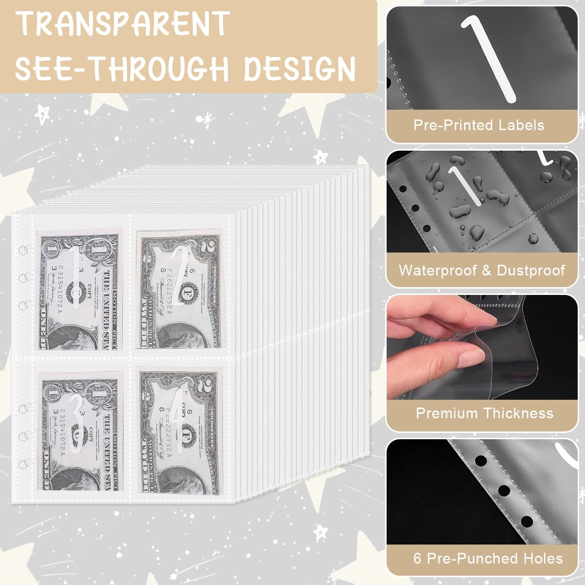 HASTHIP Budget Planner Binder Sakura Cover A5 Budget Binder 100 Days Money Saving Plan Binder with 25 Sheet Cash Envelopes Money Saving Budget Binder for Planning and Saving