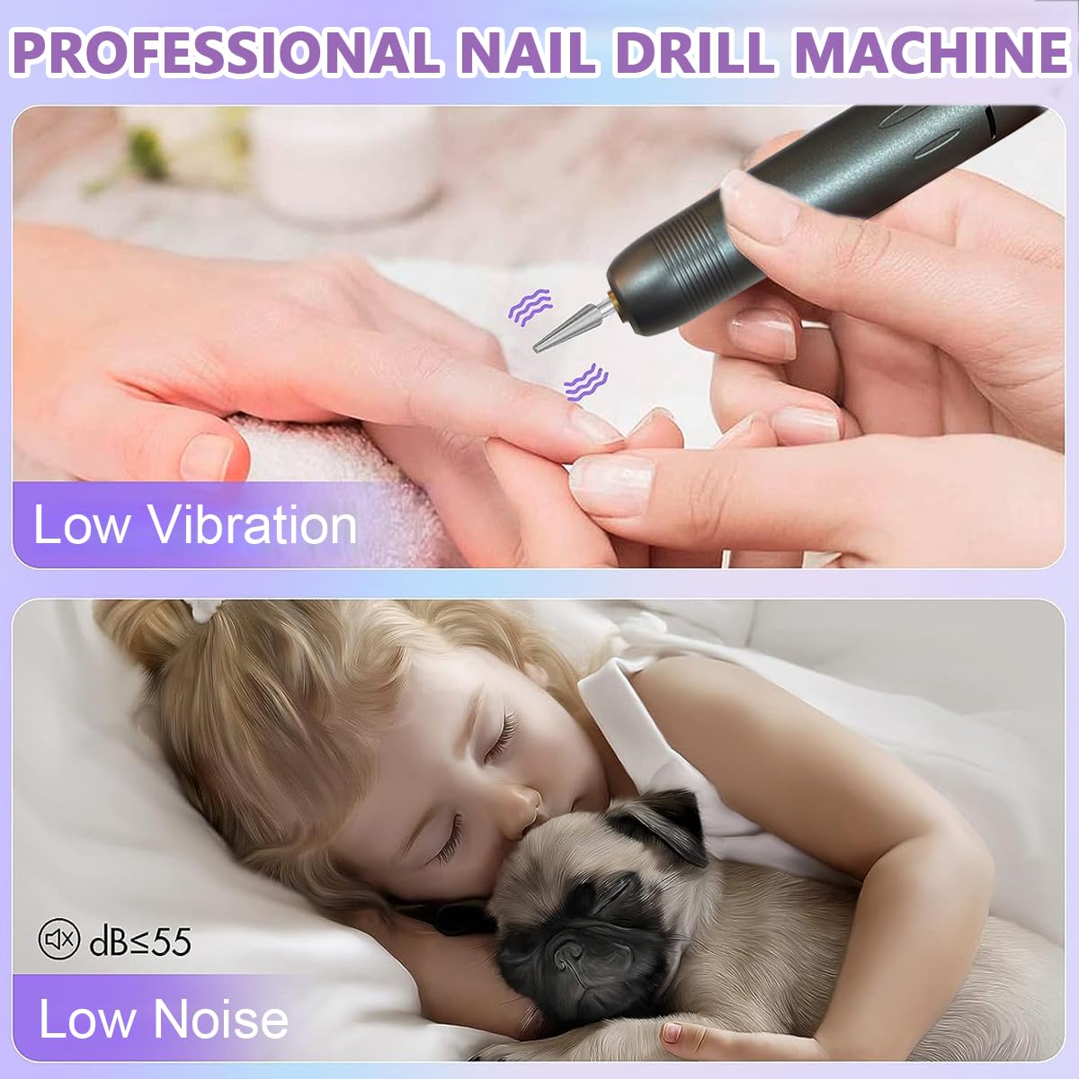 MAYCREATE Nail Drill Machine with Drill Bit 3 Speeds USB Nail Drill Machine for Acrylic Gel Nail, Salon Nail Drill Machine Portable Manicure Pedicure Drill for Nair Art, DIY Nail Extension