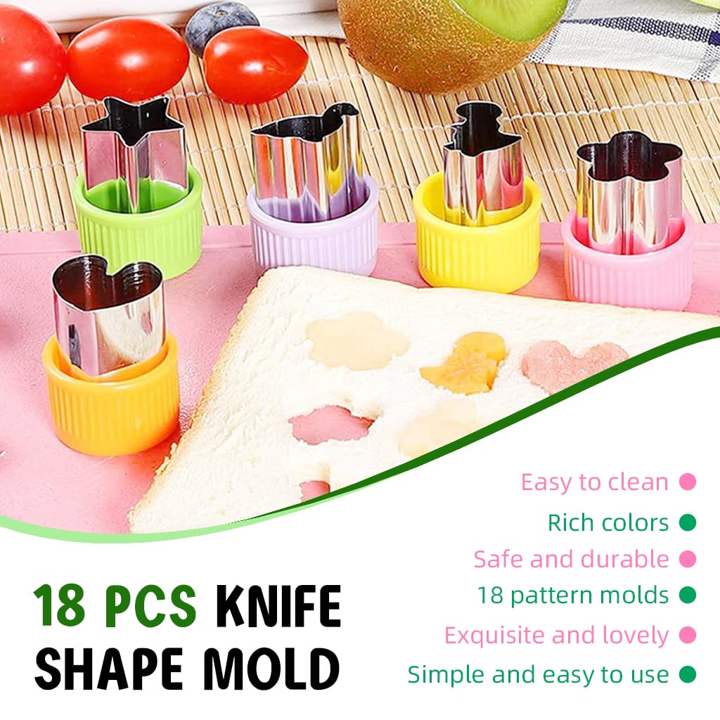 HASTHIP Kitchen Biscuit Molds Set of 21Pcs Cartoon Animal Cookies Molds with Demolding Sticks, Fine Cleaning Brush Stainless Steel Kitchen Pastry Mold Cookies Vegetable Cutters