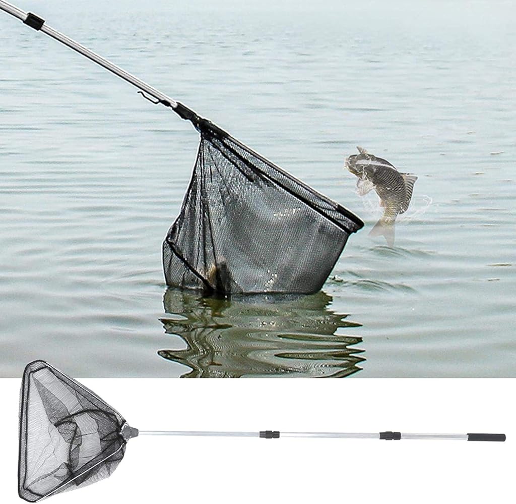 Proberos Fishing Net,Foldable 36-66 inch Telescopic Fishing Landing Net with Aluminum Alloy Handle for Ponds Carp Trout Fishing