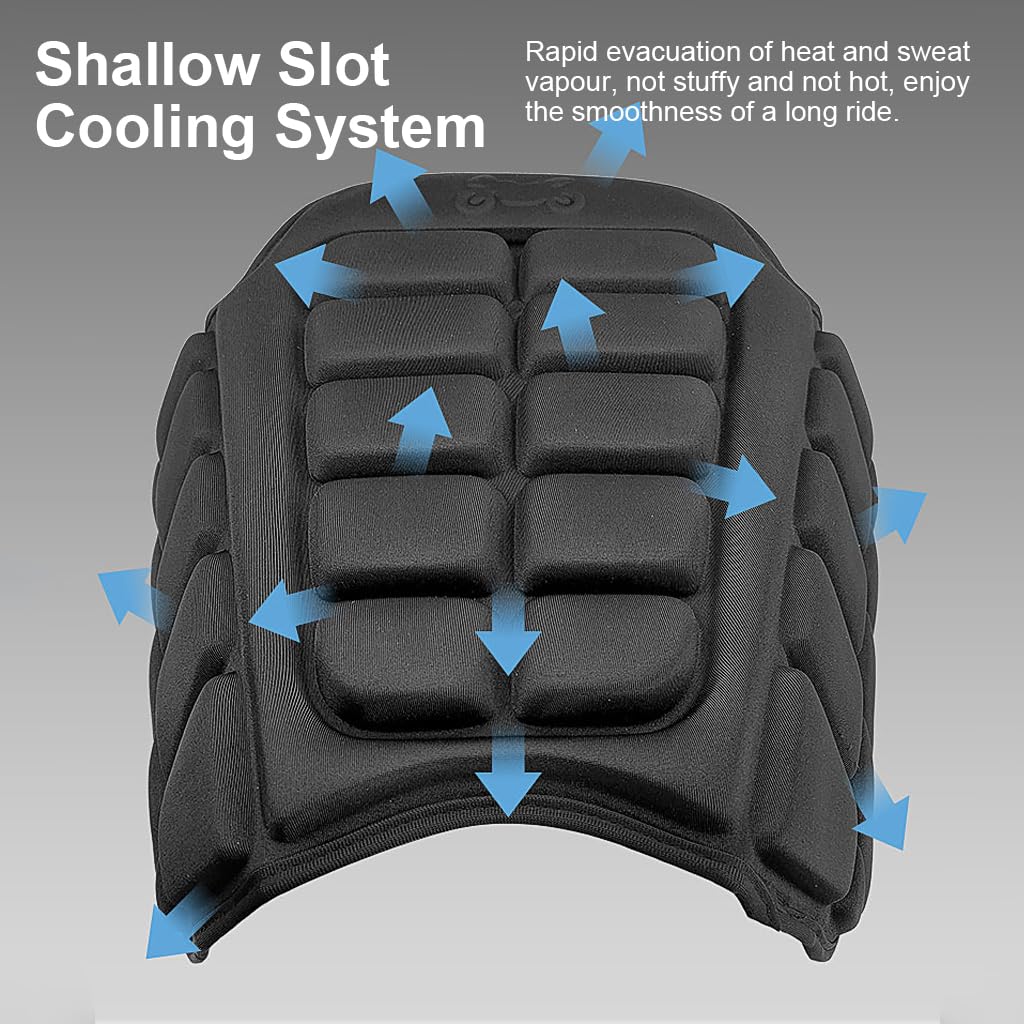 STHIRA Motorcycle 3D Seat Cushion Full Coverage Breathable Motorcycle Seat Cushion Shock-Absorbing Seat Cushion Anti-Slip Motorcycle Seat Cushion with Adjustable Elastic Strap
