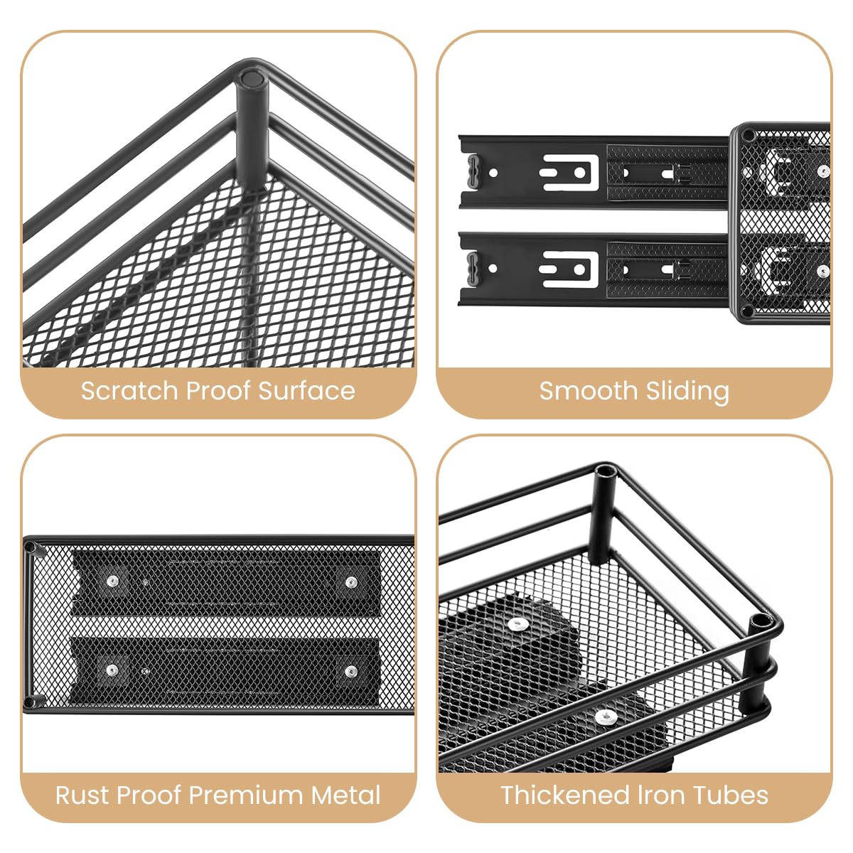 HASTHIP Kitchen Organizer Double Layer Seasoning Bottle Organizer Rack Pull Out Cabinet Organizer Rack Space Saving Seasoning Jar Organizer Holder for Countertop, Cabinet, Shelf, 26x15x21.8cm