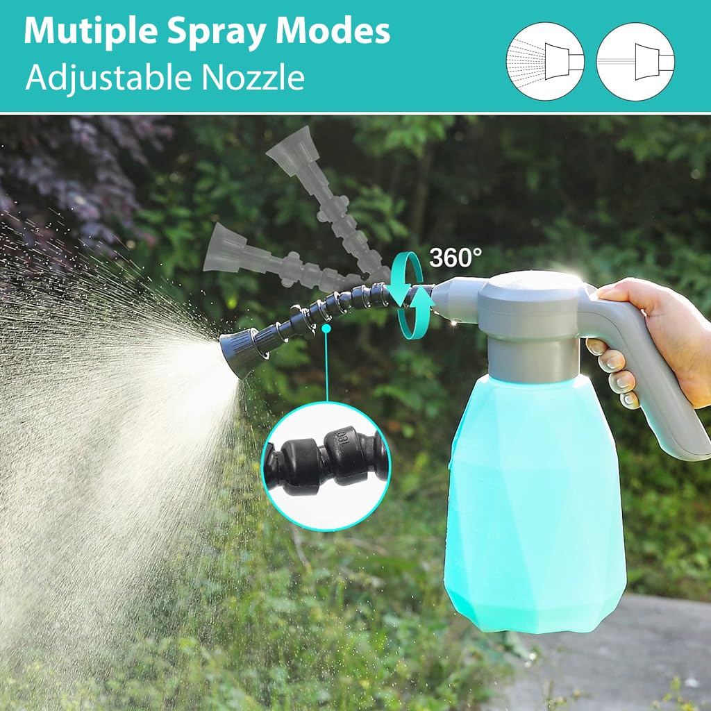 HASTHIP 2L Electric Watering Can for Plants with Gimbaled Nozzle, Automatic Plant Garden Water Can with USB Cable, Gardening Watering Pump Sprayer for Plants, Flowers