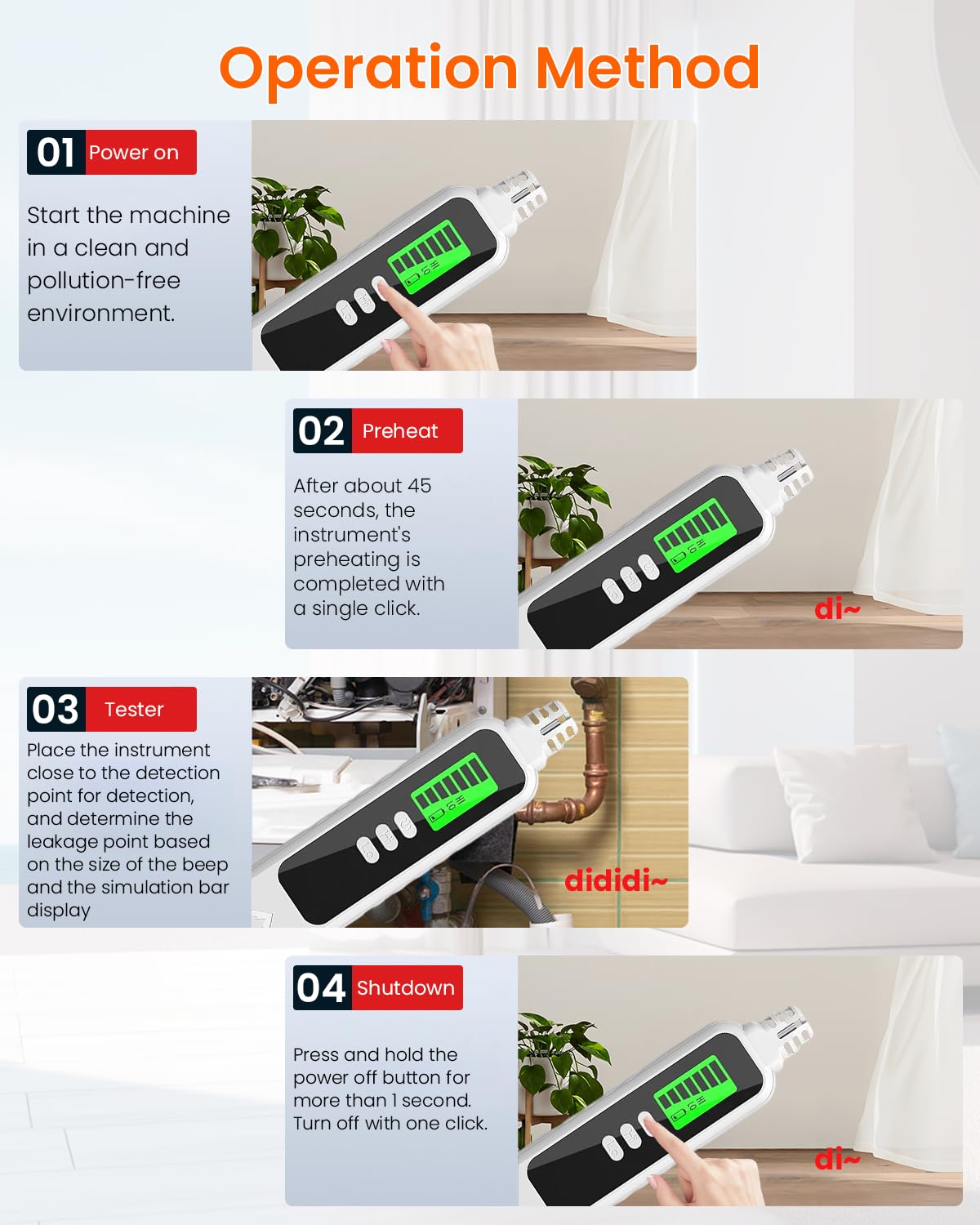 HASTHIP Gas Detector with LCD, Visual & Audible Alarms, High Precision Gas Leak Detection for Home Safety, Detects Methane, Propane, Butane, Compact Combustible Gas Sniffer (Batteries Not Included)