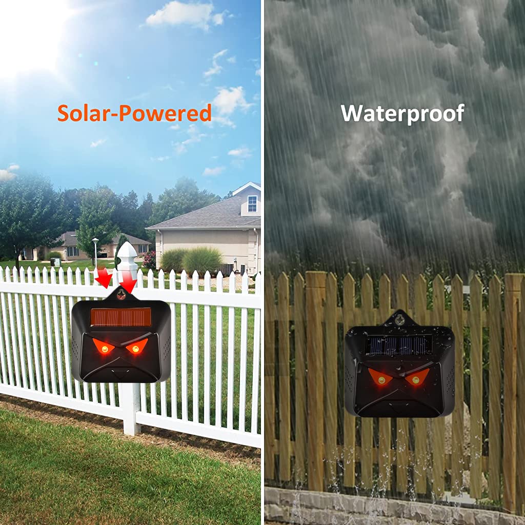 Qpets Solar Animal Repeller Light-Controlled Mouse Repellent with Flash Light, Auto Motion Sensor Animal Repeller Animal Deterrent Devices Outdoor for Rabbit, Rats, Bird, IP44 Repeller